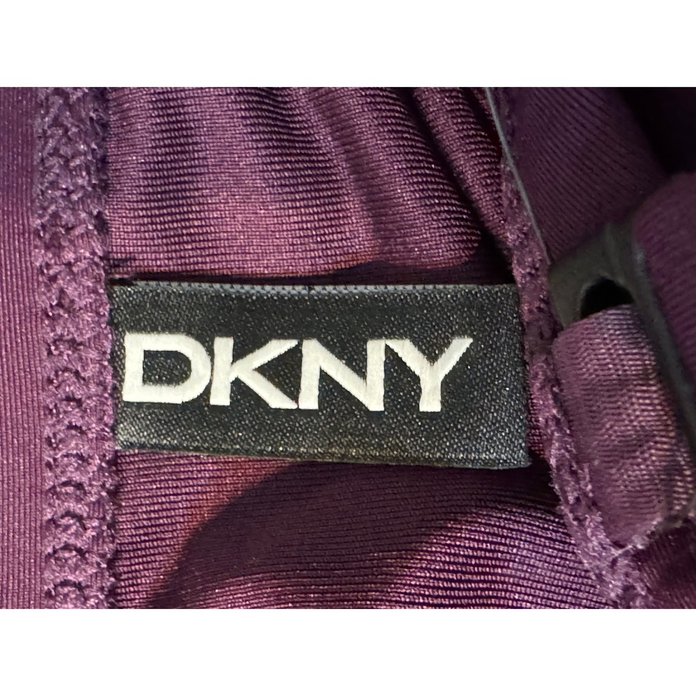 DKNY Womens Purple Ruched One‎ Piece Swimsuit Tummy Control Large NWOT - Picture 7 of 7